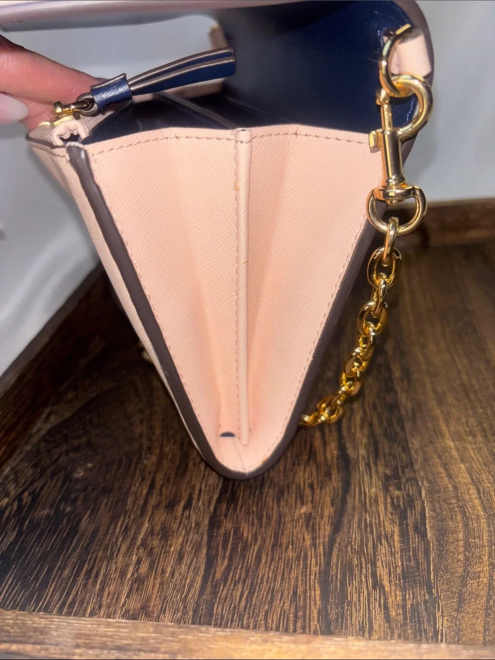 Tory Burch Blush Pink Saffiano Leather Chain Crossbody